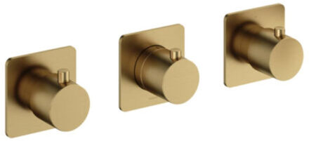 Hotbath Inbouw Douchekraan Gal Thermostaatkraan met 2 Stopkranen Geborsteld Messing PVD