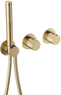 Hotbath Inbouw thermostaat - Afbouwdeel Ace Met 2-Weg Stop-Omstel Met Handdouche/ Doucheslang Geborsteld Messing