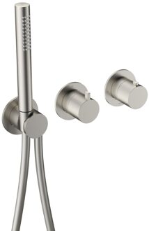 Hotbath Inbouw thermostaat - Afbouwdeel Ace Met 2-Weg Stop-Omstel Met Handdouche/ Doucheslang Geborsteld Nikkel
