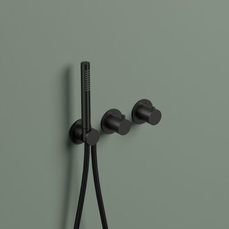 Hotbath Inbouw thermostaat - Afbouwdeel Ace Met 2-Weg Stop-Omstel Met Handdouche/ Doucheslang Geborsteld Zwart PVD