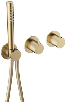 Hotbath Inbouw thermostaat - Afbouwdeel Hotbath Ace Met 2-Weg Stop-Omstel Met Handdouche/ Doucheslang Geborsteld Messing Geborsteld Messing PVD