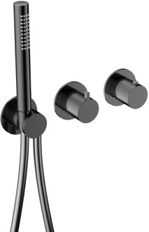 Hotbath Inbouw thermostaat - Afbouwdeel Hotbath Ace Met 2-Weg Stop-Omstel Met Handdouche/ Doucheslang Gepolijst Zwart PVD