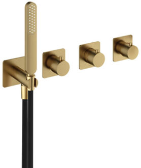 Hotbath Inbouw Thermostaatkraan Gal Voor Bad en Douche met 2 Stopkranen Zonder Uitloop Geborsteld Messing PVD