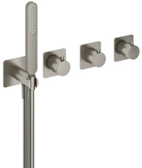 Hotbath Inbouw Thermostaatkraan Gal Voor Bad en Douche met 2 Stopkranen Zonder Uitloop Geborsteld Nikkel PVD