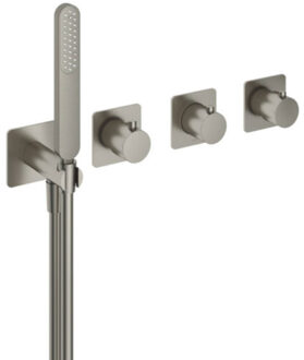 Hotbath Inbouw Thermostaatkraan Hotbath Gal Voor Bad en Douche met 2 Stopkranen Zonder Uitloop Geborsteld Nikkel PVD