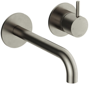 Hotbath Inbouw Wastafelkraan Cobber 18 cm Gebogen Uitloop 1-Hendel Geborsteld Nikkel