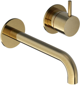 Hotbath Inbouw Wastafelkraan Hotbath Cobber 18 cm Gebogen Uitloop 1-Hendel Geborsteld Messing