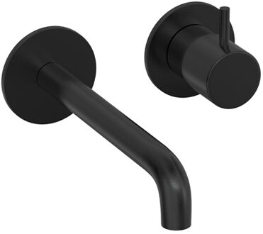 Hotbath Inbouw Wastafelkraan Hotbath Cobber 18 cm Gebogen Uitloop 1-Hendel Geborsteld Zwart PVD