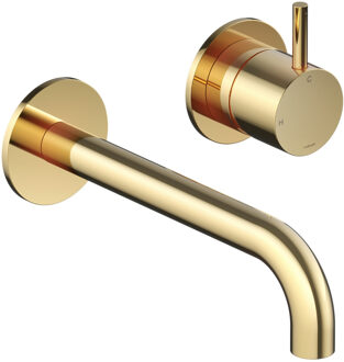 Hotbath Inbouw Wastafelkraan Hotbath Cobber 18 cm Gebogen Uitloop 1-Hendel Gepolijst Messing