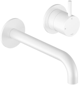 Hotbath Inbouw Wastafelkraan Hotbath Cobber 18 cm Gebogen Uitloop 1-Hendel Mat Wit