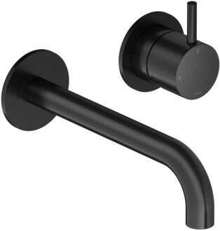 Hotbath Inbouw Wastafelkraan Hotbath Cobber 18 cm Gebogen Uitloop 1-Hendel Mat Zwart