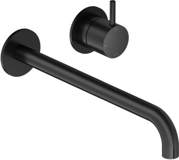 Hotbath Inbouw Wastafelkraan Hotbath Cobber 25 cm Gebogen Uitloop 1-Hendel Mat Zwart