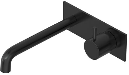 Hotbath Inbouw Wastafelkraan Met Achterplaat Hotbath Cobber 18cm Gebogen Uitloop 1-Hendel Geborsteld Zwart PVD