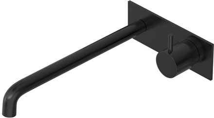 Hotbath Inbouw Wastafelkraan Met Achterplaat Hotbath Cobber 25cm Gebogen Uitloop 1-Hendel Geborsteld Zwart PVD