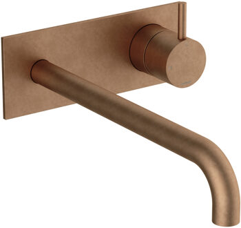 Hotbath Inbouw Wastafelkraan Met Achterplaat Hotbath Cobber 25cm Gebogen Uitloop 1-Hendel Verouderd Messing