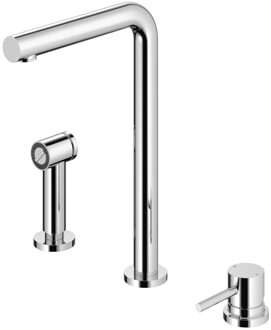 Hotbath Keukenmengkraan Fellow 3-gats Draaibare Uitloop en Uitneembare Handdouche