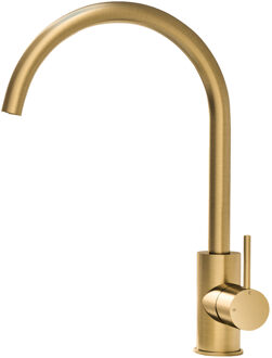 Hotbath Keukenmengkraan Hotbath Cobber 1-hendel 36 cm Draaibare Uitloop Geborsteld Messing Living Colours