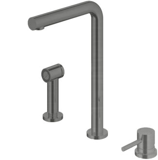 Hotbath Keukenmengkraan Hotbath Fellow 3-gats Draaibare Uitloop en Uitneembare Handdouche Verouderd IJzer