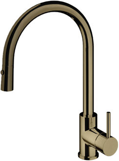 Hotbath Keukenmengkraan Hotbath Fellow Draaibaar/Uittrekbare Uitloop 38.5 cm Gepolijst Messing Living Colours