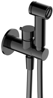 Hotbath Mate Afbouwdeel Mengkraan knijphanddouche houder met mengkraan gepolijst zwart PVD KHDS3EXTPBP Zwart gepolijst