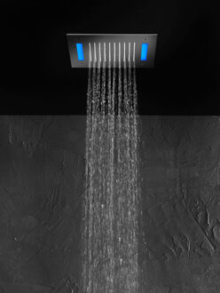 Hotbath Mate hoofddouche met blauwe LEDs en water sensor aan/uit 30x30 cm vierkant, geborsteld nikkel