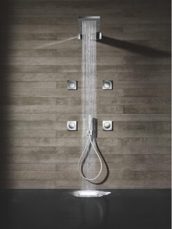 Hotbath Mate Hoofddouche - rechthoek - 16,5x53,7cm - waterval - cascade - Geborsteld gunmetal PVD M193BGP Gunmetal geborsteld (antraciet)