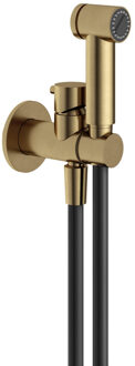 Hotbath Mate Knijphanddoucheset met doucheslang 1 mtr. houder met mengkraan BB Geborsteld messing KHDS3EXTBB Messing geborsteld (goud)