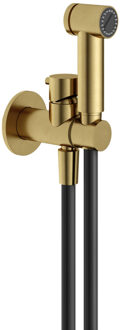 Hotbath Mate Knijphanddoucheset met doucheslang 1 mtr. houder met mengkraan BBP Geborsteld messing PVD KHDS3EXTBBP Messing geborsteld (goud)