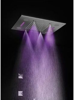 Hotbath Mate M192 inbouw hoofddouche met LED, spray en Bluetooth 48x63cm geborsteld nikkel