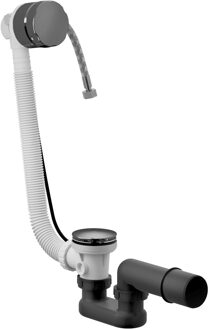 Hotbath Mate verlengde badoverloop met vulcombinatie zwart chroom P033BK