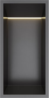 Hotbath &MORE Inbouwbox of inbouwnis - 30x15x10 - with LED IP44 - Geborsteld zwart PVD BOX015LMBP Zwart geborsteld