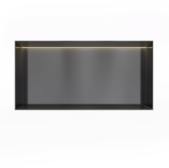 Hotbath &MORE Inbouwbox of inbouwnis - 30x60x10 - frameless + LED - Geborsteld zwart PVD BOX060FLMBP Zwart geborsteld