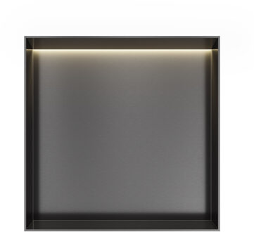 Hotbath &MORE Inbouwnis 30x30x10cm frameless + LED Geborsteld Gunmetal PVD