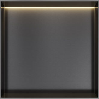 Hotbath &MORE Inbouwnis 30x30x10cm frameless + LED Geborsteld Zwart PVD