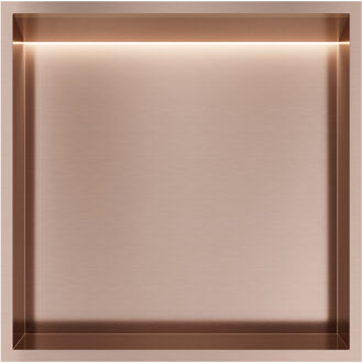 Hotbath &MORE Inbouwnis 30x30x10cm met LED IP44 Geborsteld Koper PVD