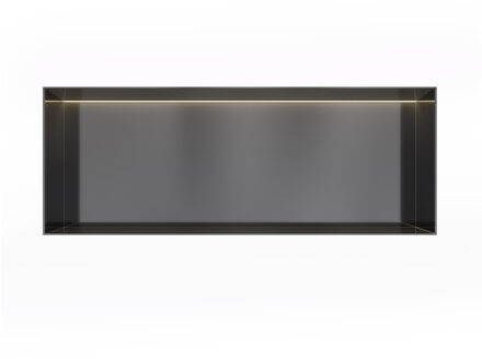 Hotbath &MORE Inbouwnis 30x80x10cm frameless + LED Geborsteld Zwart PVD