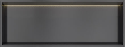Hotbath &MORE Inbouwnis 30x80x10cm met LED IP44 Geborsteld Zwart PVD