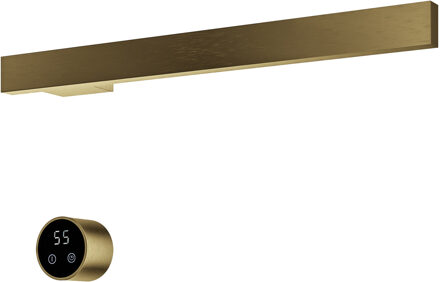 Hotbath &MORE set van 1 rails RAS50 SQUARE 50 cm met separate schakelaar en inbouw element Geborsteld Messing PVD (RAS50-1BBP) Goud
