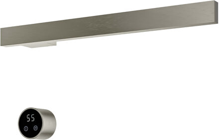 Hotbath &MORE set van 1 rails RAS50 SQUARE 50 cm met separate schakelaar en inbouw element Geborsteld Nikkel (RAS50-1GN) Grijs
