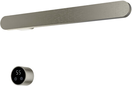 Hotbath &MORE set van 1 rails RASS50 SOFT SQUARE 50 cm met separate schakelaar en inbouw element Geborsteld Nikkel (RASS50-1GN) Grijs