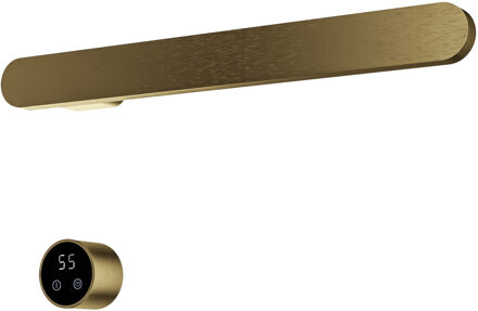 Hotbath &MORE set van 1 rails RASS50 SOFT SQUARE 50 cm met separate schakelaar Geborsteld Messing PVD (Exclusief inbouwdeel) Goud