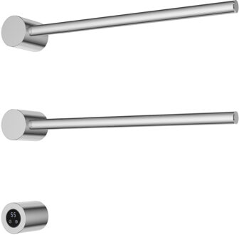 Hotbath &MORE set van 2 rails RARH50 ROUND 50 cm met separate schakelaar en inbouw element Chroom (RARH50-2CR)