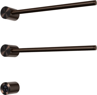 Hotbath &MORE set van 2 rails RARH50 ROUND 50 cm met separate schakelaar en inbouw element Tuscan Bronze (RARH50-2TB) Brons