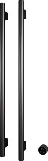 Hotbath &MORE set van 2 rails RARV135 ROUND135 cm met separate schakelaar en inbouw element Geborsteld Gunmetal PVD (RARV135-2BGP)