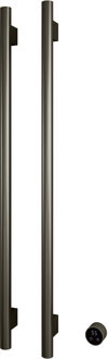 Hotbath &MORE set van 2 rails RARV135 ROUND135 cm met separate schakelaar en inbouw element Geborsteld Nikkel (RARV135-2GN) Grijs