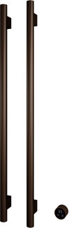 Hotbath &MORE set van 2 rails RARV135 ROUND135 cm met separate schakelaar en inbouw element Tuscan Bronze (RARV135-2TB) Brons