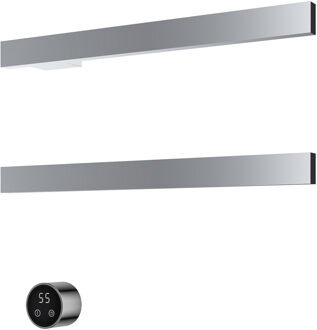 Hotbath &MORE set van 2 rails RAS50 SQUARE 50 cm met separate schakelaar en inbouw element Chroom (RAS50-2CR)