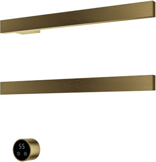 Hotbath &MORE set van 2 rails RAS50 SQUARE 50 cm met separate schakelaar en inbouw element Geborsteld Messing PVD (RAS50-2BBP) Goud