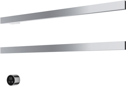 Hotbath &MORE set van 2 rails RAS80 SQUARE 80 cm met separate schakelaar en inbouw element Chroom (RAS80-2CR)