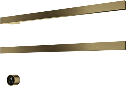 Hotbath &MORE set van 2 rails RAS80 SQUARE 80 cm met separate schakelaar en inbouw element Geborsteld Messing PVD (RAS80-2BBP) Goud